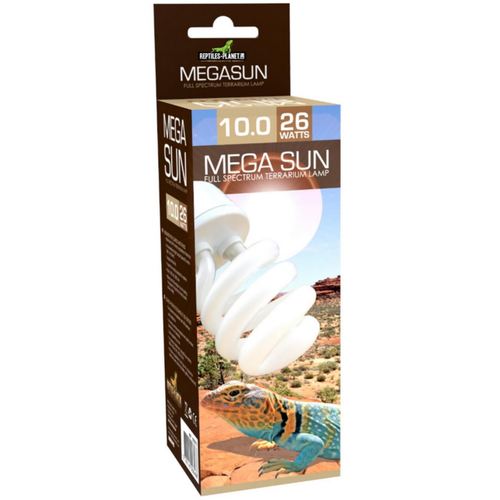 Ampoule UVB 2.0 MegaSun Pour Reptiles - 26W, Culot E27, Lumière Douce Pour Terrariums Tropicaux Ou Nocturnes