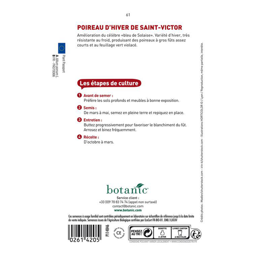 Visuel 3 du produit Graines de Poireau d’hiver de Saint Victor bio botanic® - graines à semer