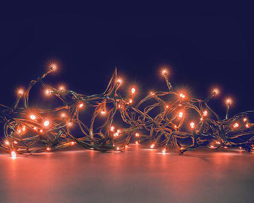 Visuel 1 du produit Guirlande lumineuse animée à 64 LED cuivre sur câble vert Flicker Light® - 5 m