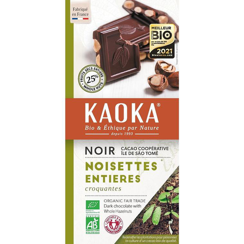 Visuel 1 du produit Chocolat noir aux noisettes entières bio - 180 g