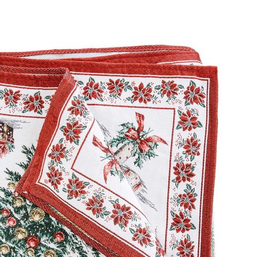 Visuel 1 du produit Nappe carrée en coton et polyéthylène blanche à motifs de Noël rouges et verts Chorale - 150 x 150 cm