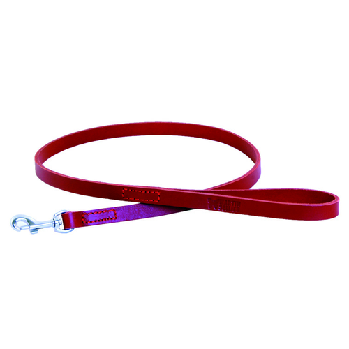 Visuel 1 du produit Laisse en cuir rouge à bords ronds pour chien 1,4x100 cm