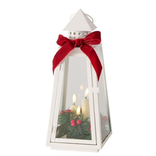 Visuel 1 du produit Lanterne à LED blanche en fer avec minuterie Finto - 14 x 14 x 35 cm