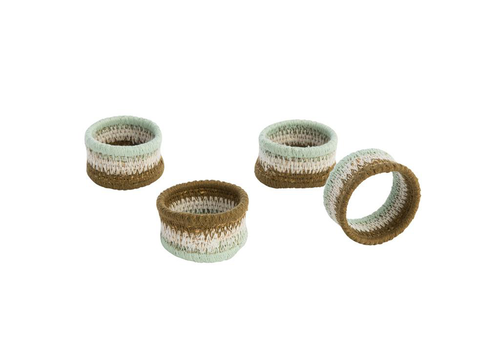 Visuel 1 du produit Lot de 4 ronds de serviettes coloris multicolore en osier - 5 x 5 x 3 cm