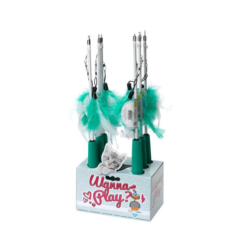 Visuel 1 du produit Canne à pêche pour chat coloris vert et blanc télescopique Europet