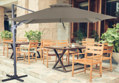 Visuel 2 du produit Parasol déporté orientable et inclinable taupe PROLOISIRS NH - 3x3m