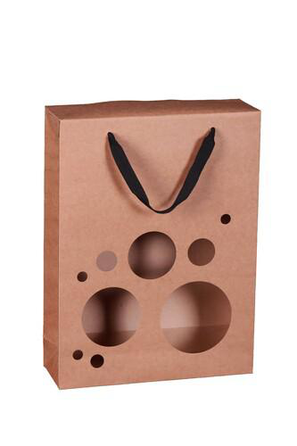 Visuel 1 du produit Boxbag Atlanta en papier kraft naturel 3 bouteilles Cav Service - 27 x 9 x 36 cm