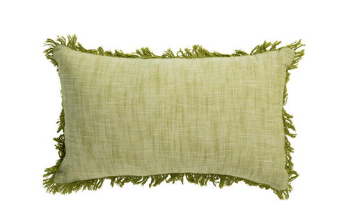 Visuel 1 du produit Le coussin frangé coloris beige en coton - 30 x 50 cm