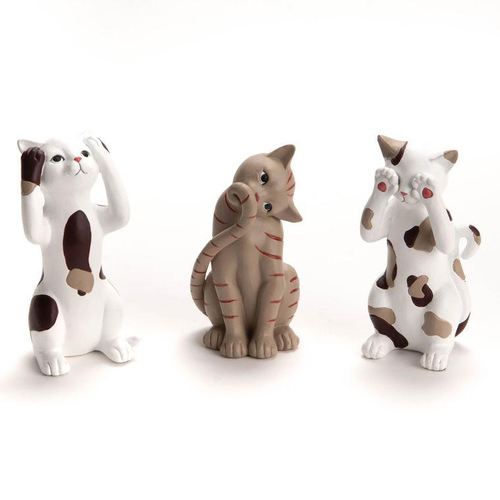 Visuel 1 du produit Figurine décorative en polyrésine coloris marron chat sage atelier – 8 x H 16 x 8 cm (produit vendu à l'unité, livré aléatoirement parmi trois modèles)