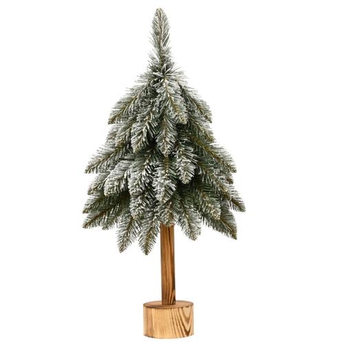 Visuel 1 du produit Mini-arbre européen coloris vert enneigé en PVC et bois certifié FSC® - H 65 x Ø 30 cm