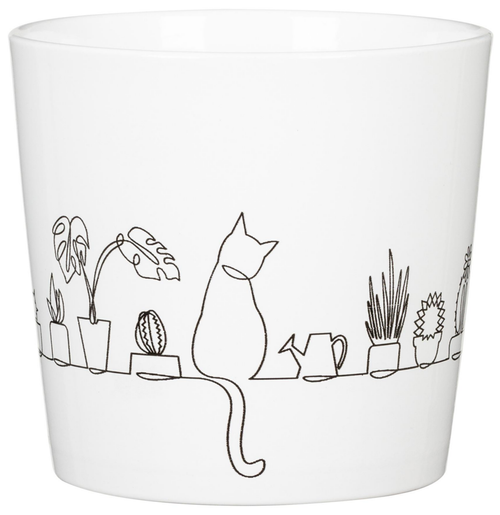 Visuel 1 du produit Cache-pot en céramique blanc motifs chat Scheurich 870 Catview - Ø 13 cm