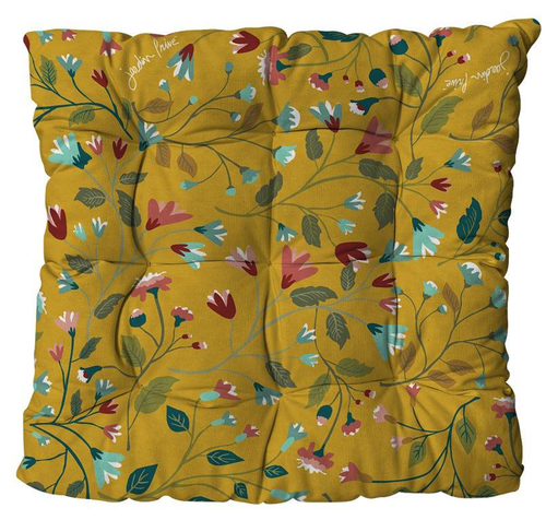 Visuel 1 du produit Assise de fauteuil matelassée en polyester/coton à motifs coloris cumin Cap Apolline - 46 x 46 x 9 cm