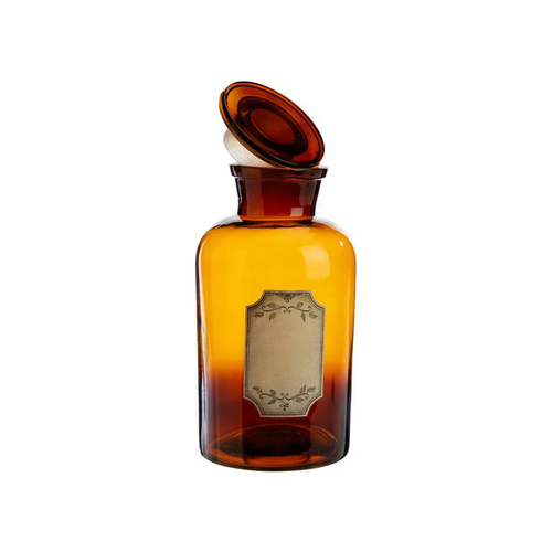 Visuel 2 du produit Bouteille déco style herboristerie en verre fumé ocre - Ø 10,5 x H 20,5 cm