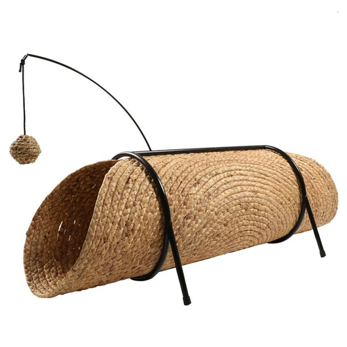 Visuel 1 du produit Tunnel de jeu pour chat coloris beige D&D Home Reina - 80 x 36 x 25 cm