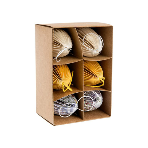 Visuel 2 du produit Œufs décoratifs à suspendre en papier multicolores x 6 - Ø 4,5 x H 7 cm