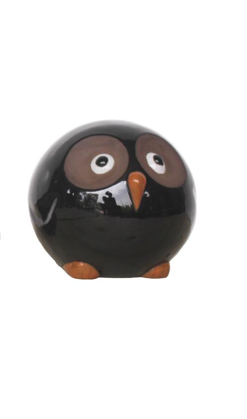Visuel 1 du produit Figurine hibou en céramique coloris noir Pot&Déco Bubu - Ø 20 x H 18 cm