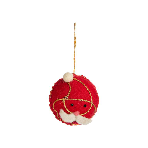 Visuel 1 du produit Boule Père Noël en laine polyester rouge et blanc - Ø 4 cm
