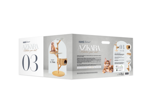 Visuel 2 du produit Arbre à chat coloris bois Hamiform Azakara 03 - 70 x 70 x 155 cm