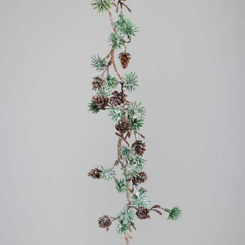 Visuel 1 du produit Guirlande de mélèze artificiel glacée verte avec cônes - 120 cm