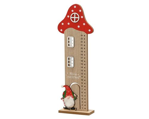Visuel 1 du produit Calendrier de l’Avent forme champignon en bois MDF à chapeau rouge - 5 x 14 x 39 cm