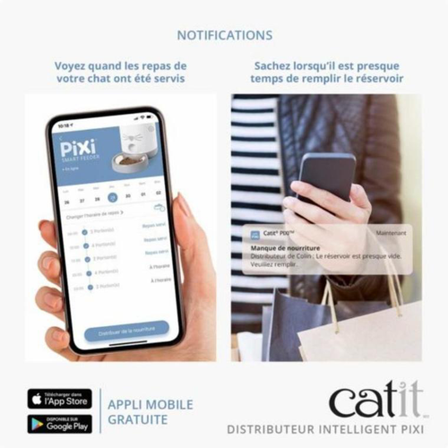 Visuel 4 du produit Distributeur de nourriture pour chat coloris blanc Pixi Smart Wifi Catit – 1,2 kg