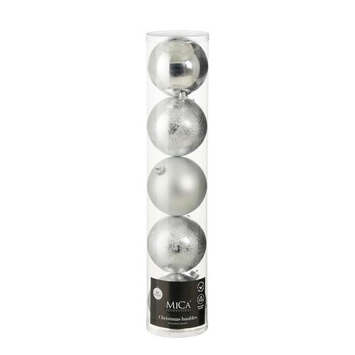Visuel 1 du produit Pack de 5 boules de Noël XXL incassables argentées - Ø 15 cm