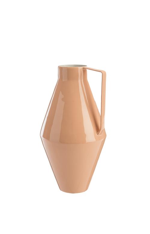 Visuel 1 du produit Vase antique en métal coloris saumon taille L - 14 x 15 x 26 cm