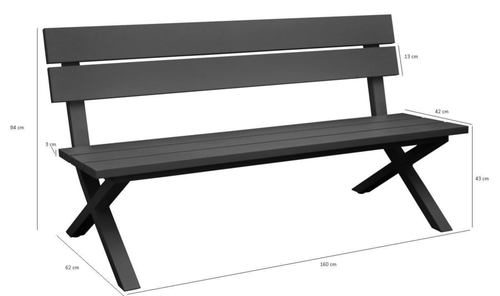 Visuel 3 du produit Banc de jardin en aluminium graphite - PROLOISIRS Crossway
