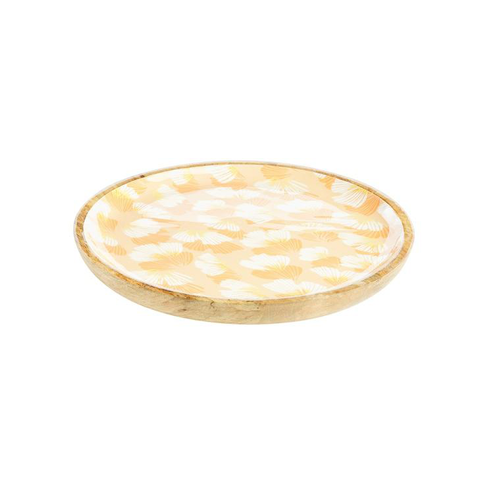 Visuel 1 du produit Plat rond émaillé coloris bois en bois de manguier Estival - Ø 30 cm
