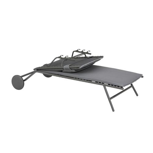 Visuel 2 du produit Bain de soleil Miami II Lafuma coloris gris en acier et titane et matelassé BeComfort® - 77 x 184 x 76 cm