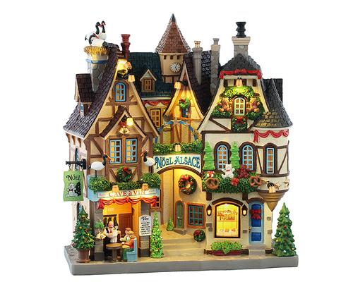 Visuel 1 du produit Village de Noël Noël en Alsace lumineux en résine coloris multicolore Lemax Caddington Village