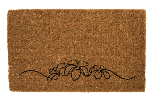 Visuel 1 du produit Paillasson 3 fleurs noires coloris noir en fibre de coco - 40 x 72 cm