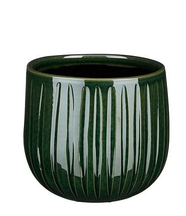 Visuel 1 du produit Pot rond Edelman Hollande cannelé vert foncé Pablo – Ø 18 x H 16 cm
