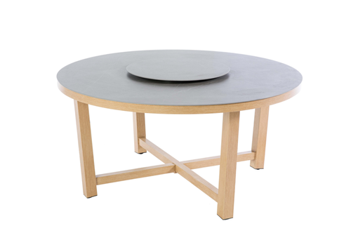 Visuel 1 du produit Table ronde Kentia coloris gris en aluminium et bois - Ø 159 cm x H76 cm