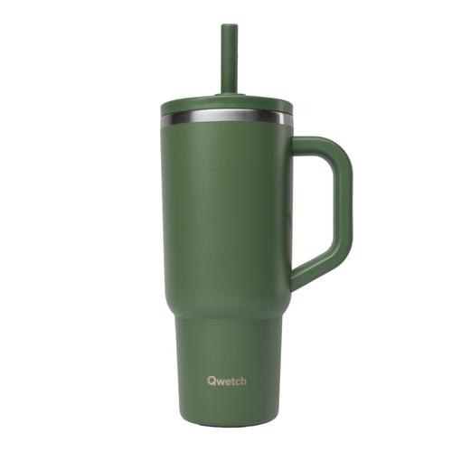 Visuel 1 du produit Travel cup isotherme en inox avec bouchon étanche Qwetch Matt kaki - 900 ml