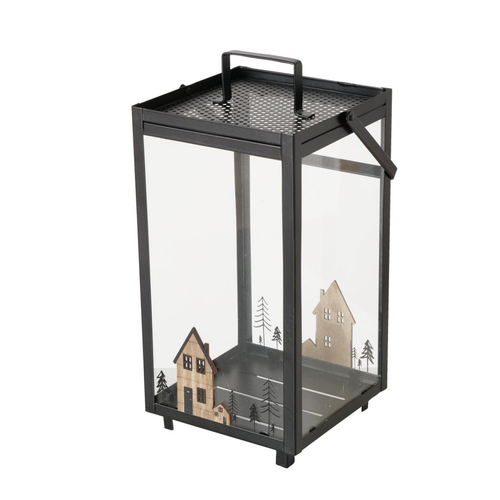 Visuel 1 du produit Lanterne Homewood coloris noir en bois - 11 x 11 x 24 cm