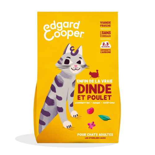 Visuel 1 du produit Croquettes pour chat adulte à la dinde et au poulet sans céréales Edgard & Cooper - 2 kg