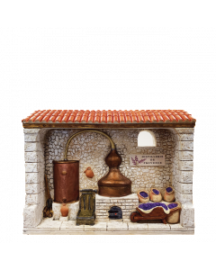 Visuel 1 du produit Décor de crèche de Noël distillerie façade Santons Escoffier - 22,5 x 5 x 17 cm