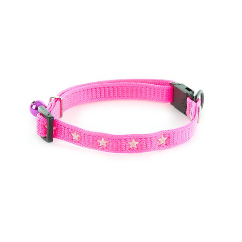 Visuel 1 du produit Collier Argent pour chat rose motif étoiles