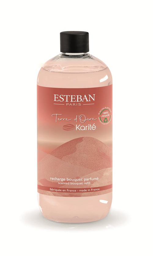 Visuel 1 du produit Recharge de parfum pour bouquet diffuseur senteur terre d'ocre karité Esteban - 500 ml