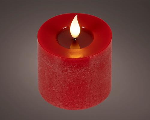 Visuel 1 du produit Bougie LED intérieure en cire rouge à lumière blanc chaud grand modèle - Ø 7,5 x H 9,5 cm
