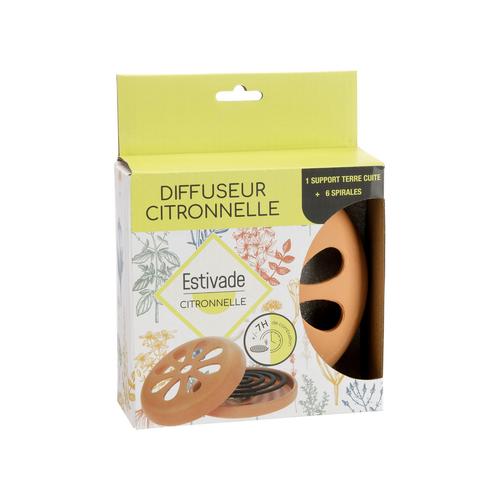 Visuel 1 du produit Support spirale terre cuite avec 6 spirales citronnelle coloris marron Denis & Fils