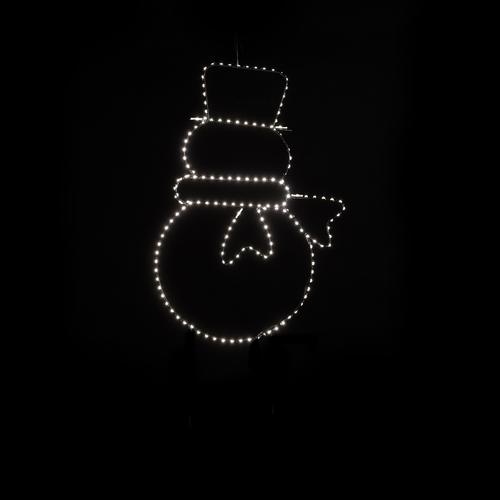 Visuel 1 du produit Décoration lumineuse bonhomme de neige solaire LED blanc chaud câble noir extérieur - 34,5 x 49,3 cm