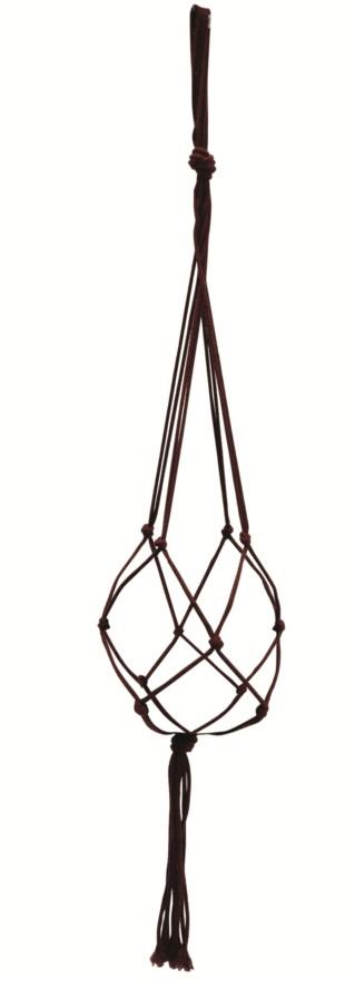 Visuel 2 du produit Suspension pour plante en macramé de jute bordeaux - 90 cm