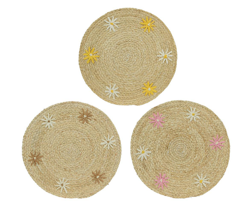 Visuel 1 du produit Set de table rond en feuille de maïs à motif fleurs - Ø 38 cm
