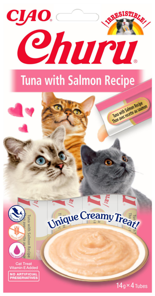 Visuel 1 du produit Friandise pour chats au thon et saumon Inabara Churu - 4 x 14 g