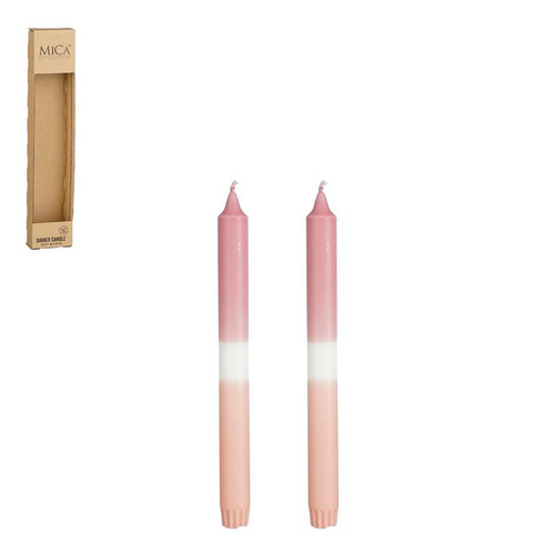 Visuel 1 du produit Ensemble de 2 bougies flambeau dipdye rose - Ø 2,2 x H 25 cm