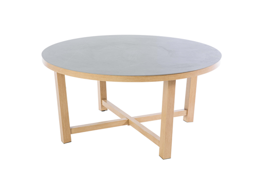 Visuel 2 du produit Table ronde Kentia coloris gris en aluminium et bois - Ø 159 cm x H76 cm