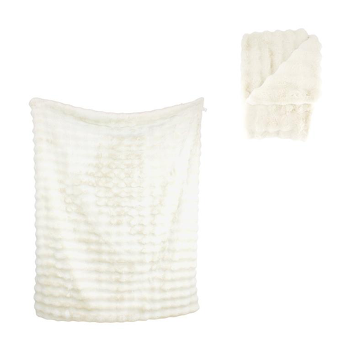 Visuel 1 du produit Plaid blanc cassé en polyester - 170 x 130 cm