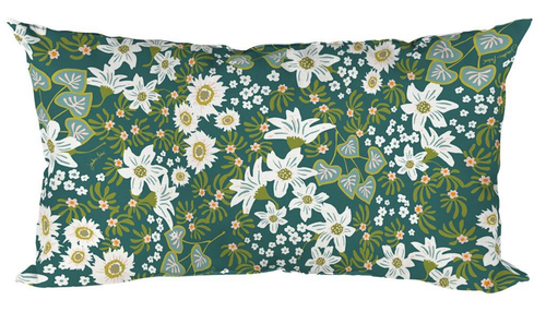 Visuel 1 du produit Coussin déco en polyester/coton fleuri vert Elégantes - 50 x 30 x 15 cm